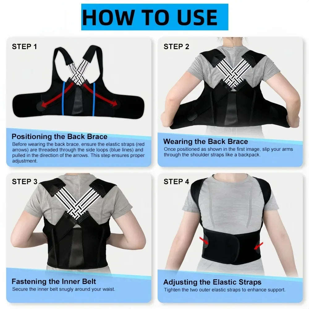 Posture Back Brace Adjustable Back Support Strap